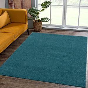 SANAT Laagpolig tapijt voor de woonkamer, effen moderne tapijten voor de slaapkamer, werkkamer, kantoor, hal, kinderkamer en keuken, donkerblauw, 160 x 230 cm