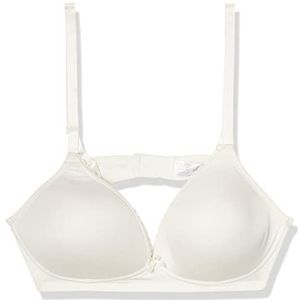 Nur Die Dream Soft Beugelloze beha, bijzonder zachte modal-vezel, gevoerde cups voor een natuurlijk push-up-effect, zacht kant voor dames, gebroken wit, 85B