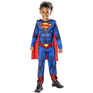 Rubies Superman-kostuum voor kinderen, Green Collection, duurzaam kostuum, bedrukte jumpsuit en cape, officiële DC strips voor Halloween, carnaval, Kerstmis en verjaardag