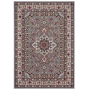 Nouristan Mirkan Orient tapijt, woonkamertapijt, oosters laagpolig, vintage, oosters tapijt voor eetkamer, woonkamer, slaapkamer, grijs, 160 x 230 cm