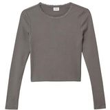 T-shirt - Slim-fit - Lange Mouwen - Geribde Stof