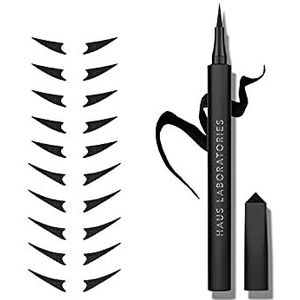 HAUS LABORATORIES By Lady Gaga: EYE ARMOR KIT | Vloeibare eyeliner-pen in zwart en Wingtip-stickers, flexibele en nauwkeurige viltpunt voor langdurige Wing-lidstreken | 2-delige set