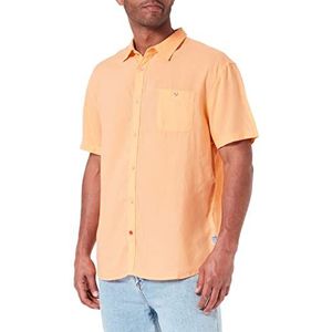 Timezone Heren Soft Linen shirt met korte mouwen, Meloen oranje, 3XL