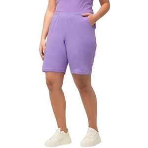 Ulla Popken Dames jerseyshorts, zakken, elastische tailleband bermuda, Blauwe sering, 36W x 32L