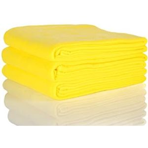 Glart 3 stuks Oeko Tex fleecedekens, kleur: geel, afmetingen 130 x 160 cm, meer dan 200 g/m2, woondeken te gebruiken als deken voor op de bank, knusse deken, foulard, picknickdeken