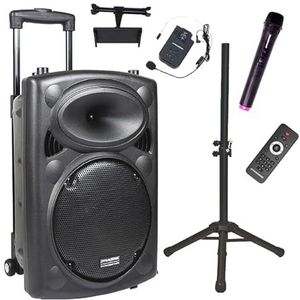 DYNASONIC - DYNAPRO 12 Plus (tripod van de 3e generatie) professionele Bluetooth-luidspreker, krachtige Bluetooth-luidspreker met 700 W, 2 karaoke-microfoons, tablethouder en UHF-statief