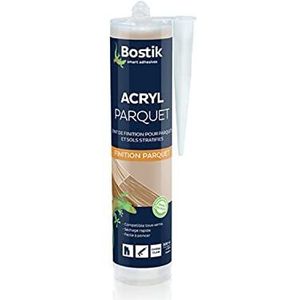 Bostik Acryl afdichting voor parket en laminaatvloeren, acrylplamuur, geschikt voor alle lakken, oplosmiddelvrij, kleur: licht eiken, patroon 300 ml
