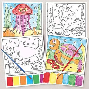 Baker Ross FC961 Zeeleven magische schilder kits - Set van 10, verf knutselen Kits voor kinderen, aquarel schilderen voor kinderen