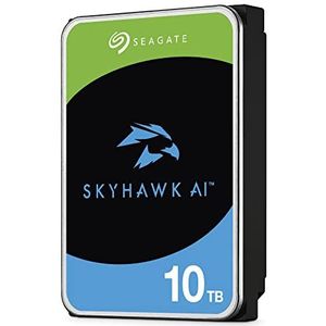 Seagate SkyHawk AI, 16 TB, interne bewakingsharde schijf, 3,5 inch, SATA 6 Gb/s, 256 MB cache, DVR-/NVR-beveiligingscamerasysteem, Rescue Services (ST16000VE002)