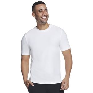 Skechers Heren Godri All Day Tee T-shirt, wit/weelderige tuin, klein, wit/weelderige tuin, S