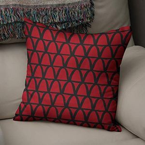 BonaMaison Decoratieve Kussensloop, Rood Zwart Kussenhoezen Bank, Zitkussen, Decoratieve Kussenhoesjes, Kussensloop; Sofa, Slaapkamer, Kantoor, Auto 43x43 Cm - Ontworpen en Vervaardigd in Turkije