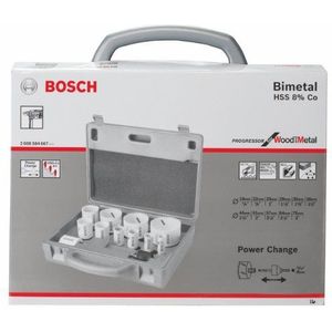Bosch Accessories 14-delig Gatzaag Progressor for Wood & Metal Universal Set (voor elektriciens, Ø 19-76 mm, Accessoires Boormachine)
