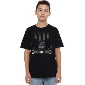 Star Wars Darth Vader Kostuum Unisex Kids T-shirt, zwart, 9-10 jaar, Zwart, 9-10 jaar