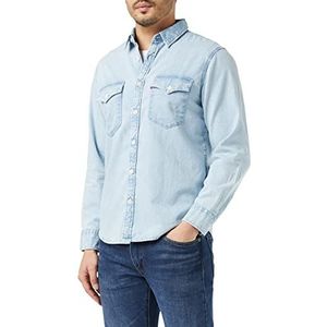 Levi's Heren Relaxed Fit Western Shirt, Blue Icy, XS