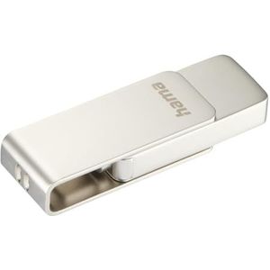 Hama Uni-C Rotate Pro USB 3.1 Flash Drive 64 GB, snelheid tot 70 MB/s, sleutel met USB C-aansluiting, voor pc/Mac, zilver