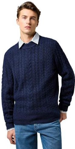 Wrangler - Cable Knit - Trui - Donkerblauw - Regular Fit