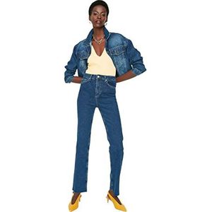 Trendyol Vrouwen Hoge Taille Rechte Pijpen Flare Jeans, marineblauw, 64