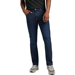 Lee Heren Jeans Brooklyn Straight - Regular Fit - Blauw - Dark Stonewash W30-W48 90% Katoen Stretch, deep water, 40W x 34L