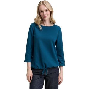 TOM TAILOR Damesshirt met lange mouwen en knoopdetails, 13183 - Dark Petrol, XL