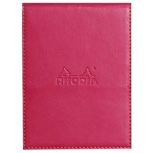 RHODIA 128212C - Klembord Case + Stapled Notepad nr. 12 Framboos - 8,5x12 cm - Gevoerd - 80 Afneembare Vellen - 80G Wit Clairefontaine Papier - Pennenhouder - Kunstleer - Rhodiarama Collection