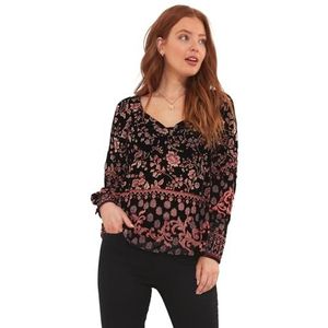 Joe Browns Dames donker bloemen ballon mouw devore shirt, zwart, 16, Zwart, 42