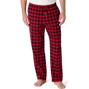 Amazon Essentials Men's Flanellen pyjamabroek (verkrijgbaar in grote en lange maten), Rood Geruit, L