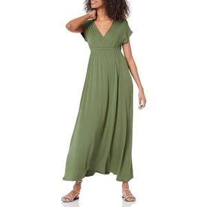 Amazon Essentials Maxi-jurk met taille voor dames (verkrijgbaar in grote maten), licht olijfgroen, S