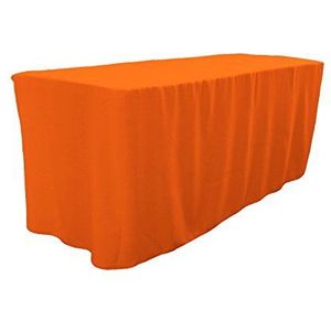 LA Linnen polyester Poplin Fitted Tablecloth for 6-voet tafel 6 Feet Table Oranje P48