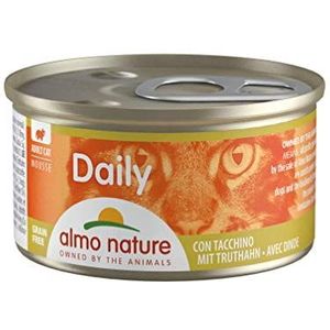 almo nature Daily Grain Free Kattenvoer, mousse met kalkoen, complete voeding voor katten, natvoer 24 stuks (24 x 85 g)