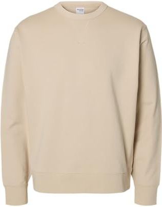 SELECTED MEN Slhrelaxluke Ls Sweat Crew Neck, havermout, L