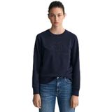 Gantvoor vrouwen. 4200663 Ton-sur-ton Archive Shield Sweatshirt marine (XS), Casual, Katoen, Lange mouwen, Marineblauw