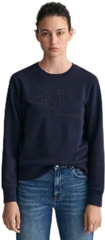 Gantvoor vrouwen. 4200663 Ton-sur-ton Archive Shield Sweatshirt marine (XS), Casual, Katoen, Lange mouwen, Marineblauw