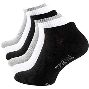 STARK SOUL Sport & Lifestyle Sneakersokken in premium kwaliteit, uniseks, voor dames en heren, 6 paar, maten 35-50, 6 x zwart/wit/grijs, 43-46 EU