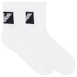 EMPORIO ARMANI MAN'S BASIC SPONS 2-PACK ENKELSOKKEN WIT TU, Wit, One size