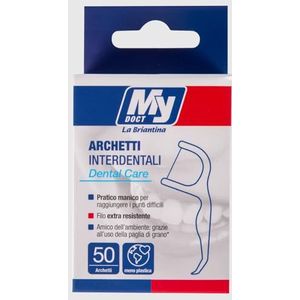 My Doct Interdentale Boog Tandheelkundige Boogverzorging, robuuste draad en gebogen punt, dieptereiniging voor mondhygiëne, 50 stuks, 7 cm