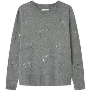 SPRINGFIELD Sequin And Lurex Bow Embroidery Sweater, grijs, S dames