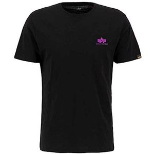 Alpha Industries - T-Shirt - Black/Magenta - 100% Katoen - Korte Mouwen
