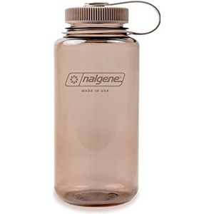 Nalgene Sustain Tritan BPA-vrije waterfles gemaakt van materiaal afgeleid van 50% plastic afval, 32oz, brede mond, mokka