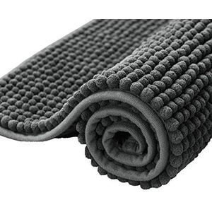 subrtex Antislip badmat extra zacht en waterabsorberend chenille badkleed perfecte pluche tapijtmatten voor bad, douche (40 × 60 cm, grijs)