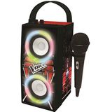 Lexibook The Voice draagbare Bluetooth-lichtluidspreker met microfoon, lichteffecten, karaoke, draadloos, USB, SD-kaart, oplaadbare batterij, zwart/rood, BTP180TVZ