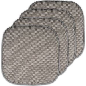 Sweet Home Collection Stoel Kussen Memory Foam Pads Honingraat Patroon Slip Non Skid Rubber Terug Afgeronde Vierkante 16 ""x 16"" Seat Cover, Zilver - 4 Pack