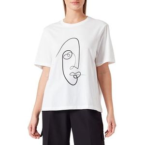 Vila Visybil Face S/S T-shirt voor dames, Sneeuwwit/print: tekening 1, S