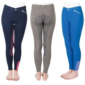 PFIFF Meisjes rijbroek Zahra volledig bezette siliconen grip, blauw/roze, 122, 102604-111-122