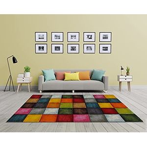 Mia´s Teppiche Smaragd - modern designertapijt - bont geruit vierkant hoekig, meerkleurig, maat: 120x170 cm