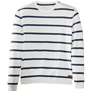 ESPRIT Herentrui gestreept met ronde hals, wit (off white), 3XL