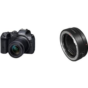 Canon EOS R7 camera spiegelloze camera + RF-S 18-150 mm F3.5-6.3 is STM-lens (DSLR Upgrade, tot 15 fps, WLAN) zwart & Canon EF-EOS R bajonetadapter voor EOS R systeemcamera's, zwart