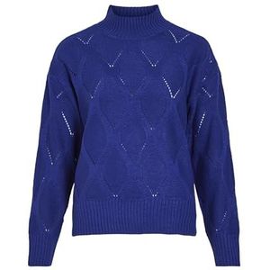 Vila Dames Viaugie Highneck L/S Knit Top, Mazarine Blue, S