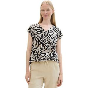 TOM TAILOR Damesblouse, 35305 - Black Cut Palmtree Design, 32