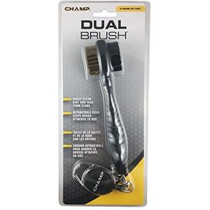 CHAMP Dual Brush Golf Cleaning Accessory borstel met 2 rijen, zwart, Camshell of 1 set
