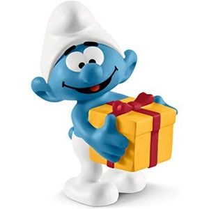 schleich 20816 Smurf met cadeau, voor kinderen vanaf 3 jaar, The Smurfs speelfiguur